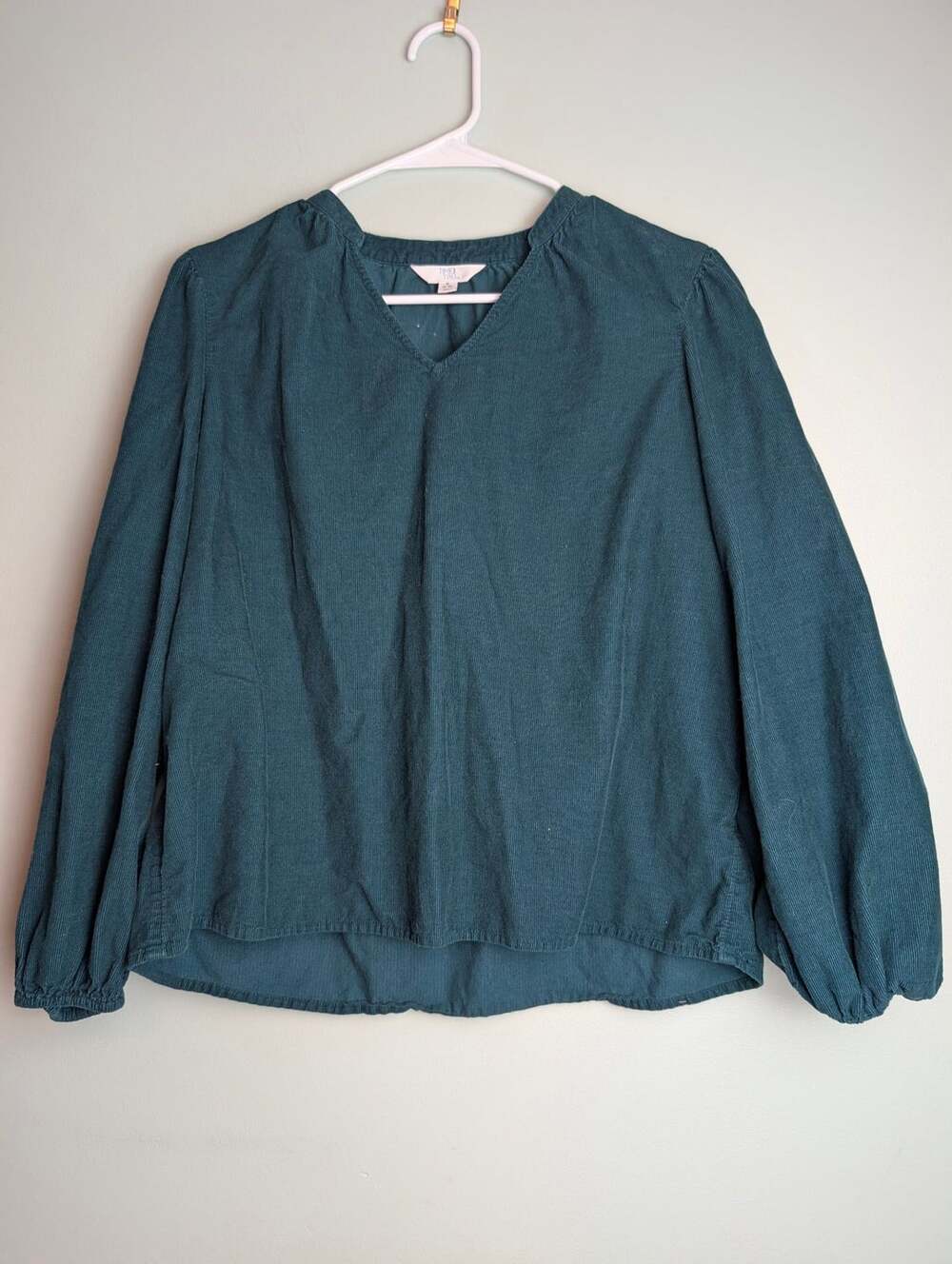 Darkacademia Corduroy Time And Tru Puff Sleeve Corduroy Top S